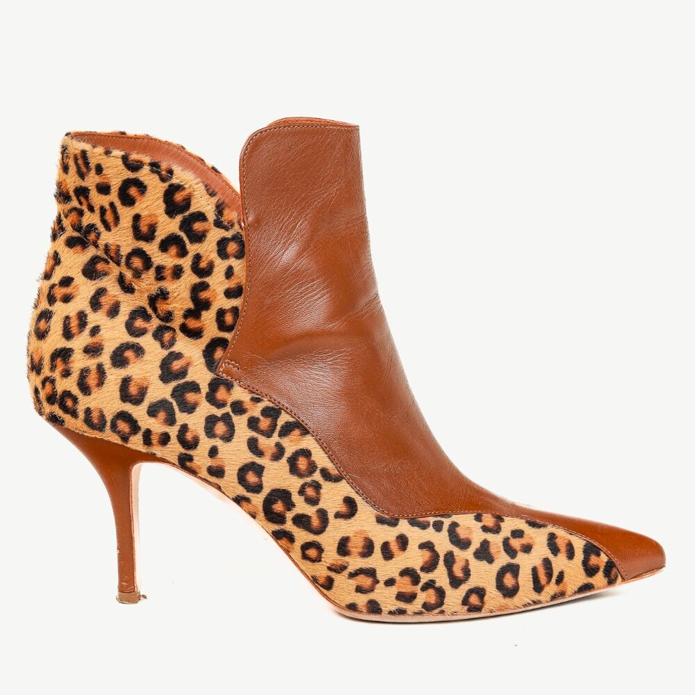Malone Souliers Jordan Handmade Cheetah Brown Calfskin Booties